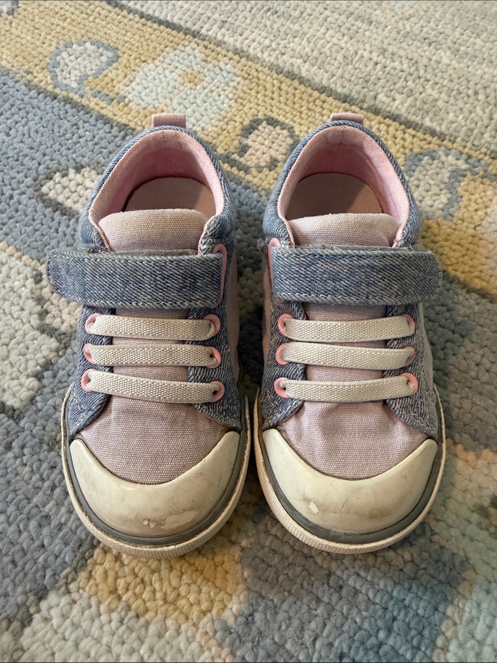 See Kai Run Pink and Denim Velcro Sneakers